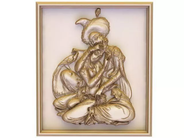 A beautiful bas-relief panel  miniature  of Layla and Majnun 3D model_0