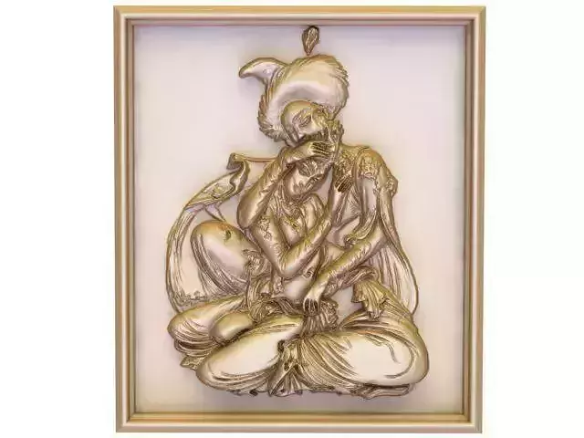 A beautiful bas-relief panel  miniature  of Layla and Majnun