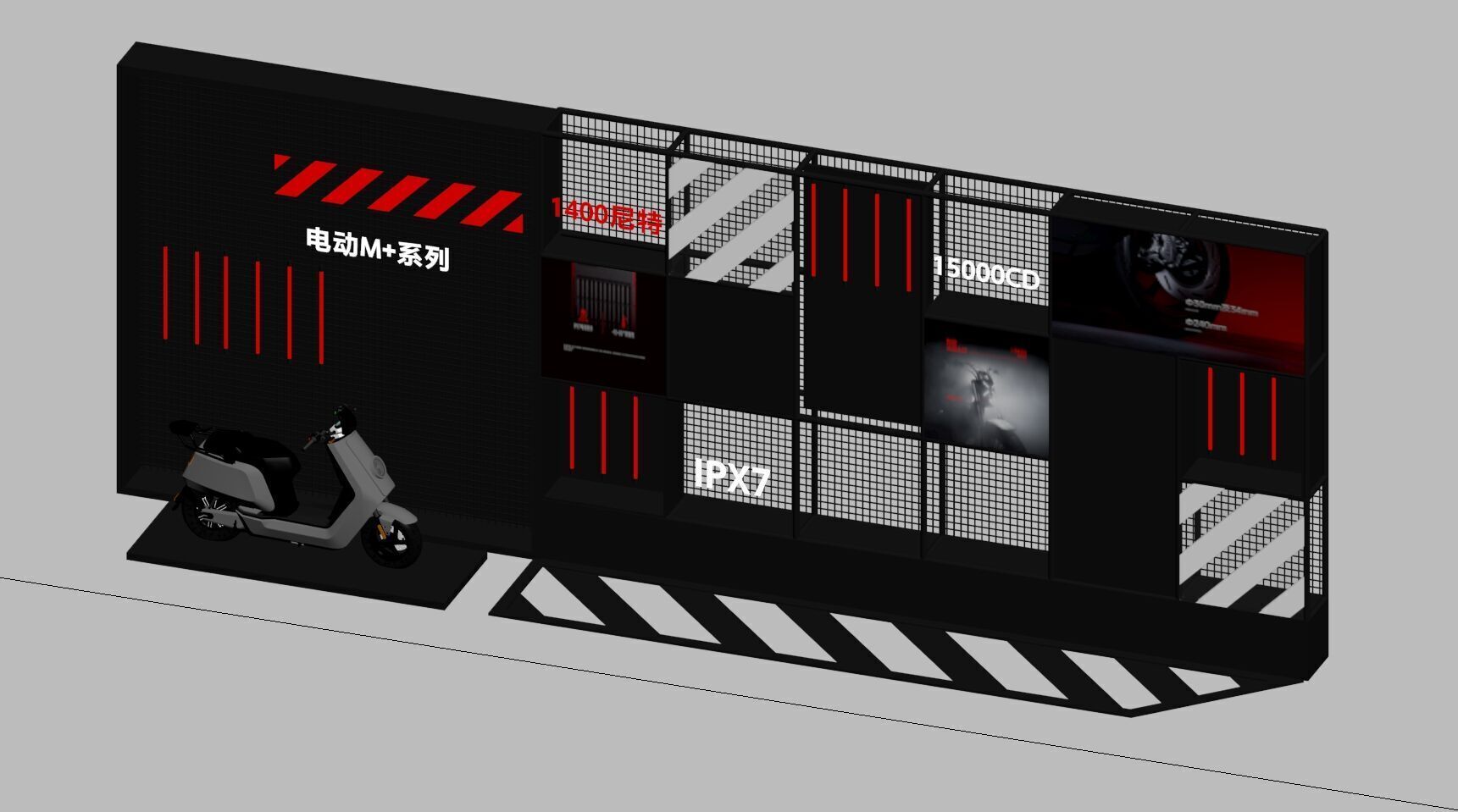 Industrial-style display racks and display props 3D model_9