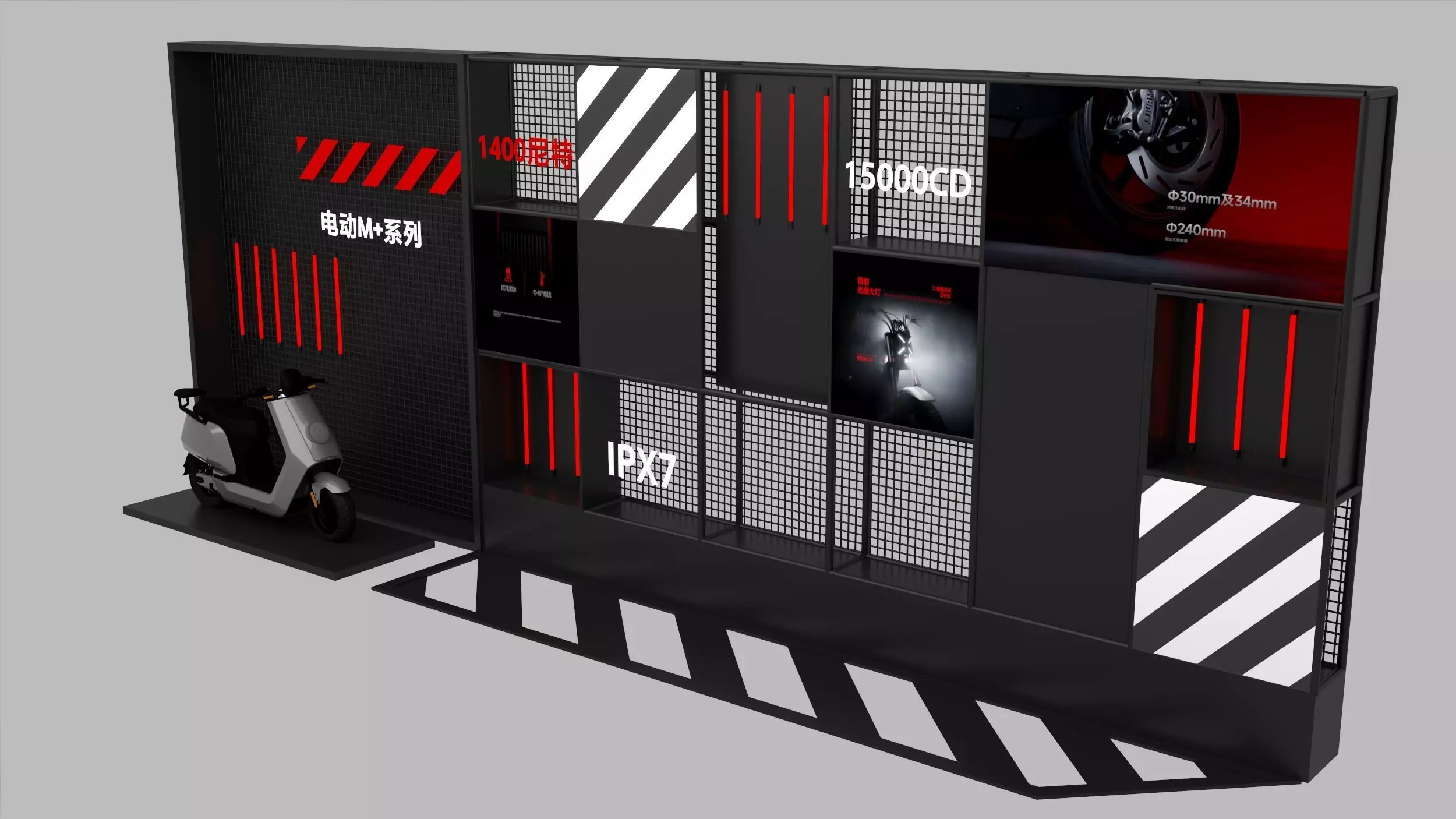 Industrial-style display racks and display props 3D model_0