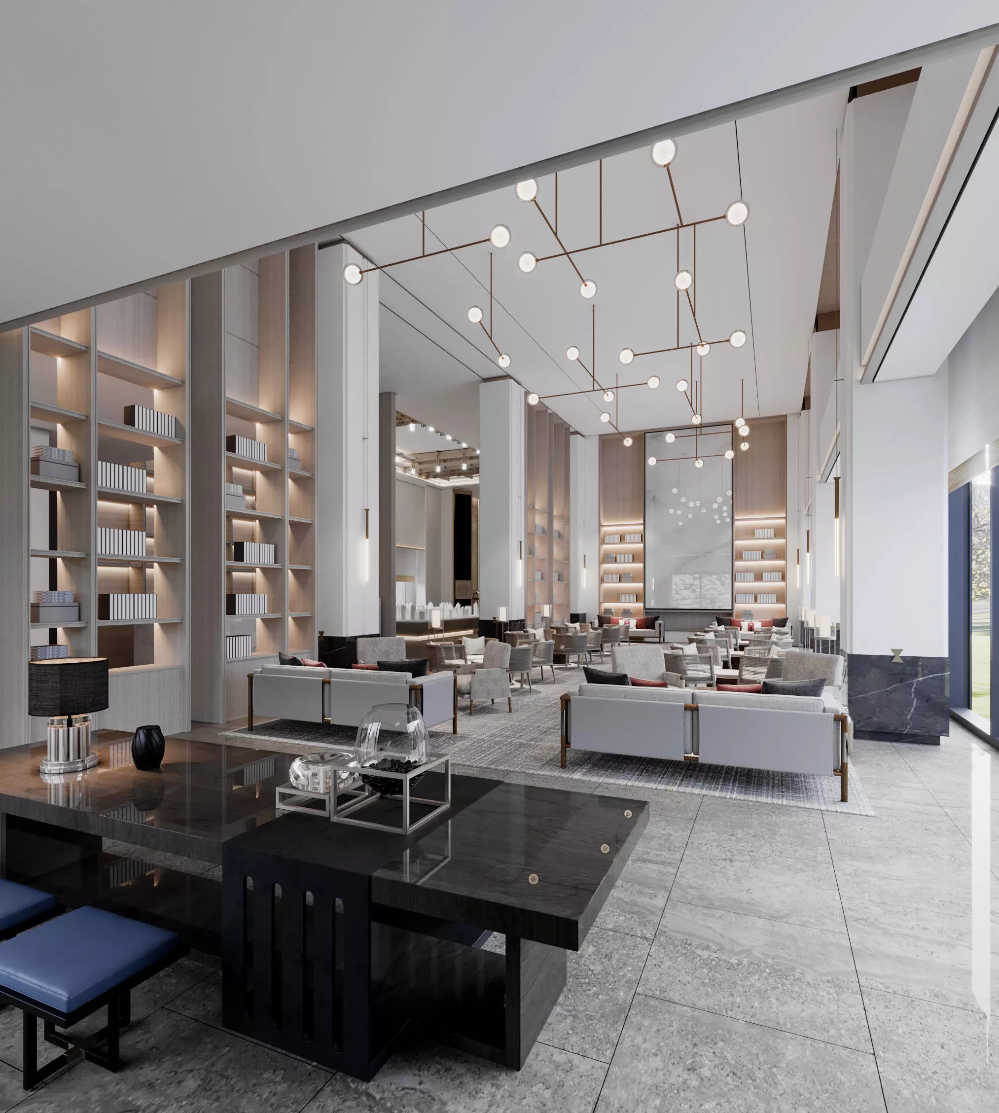 Modern reception lobby 3D model_0