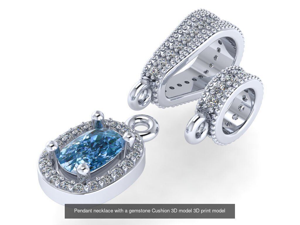 set of 8 pendants with different gemstones 3d models Model 3D Model Collection_2