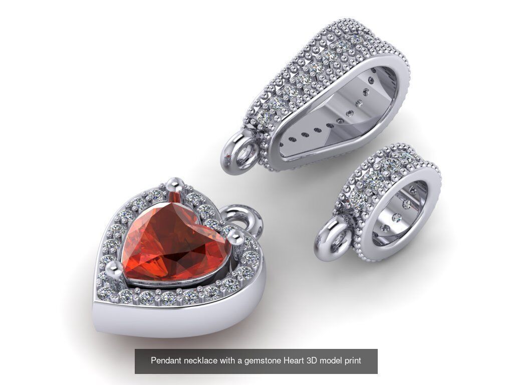 set of 8 pendants with different gemstones 3d models Model 3D Model Collection_8