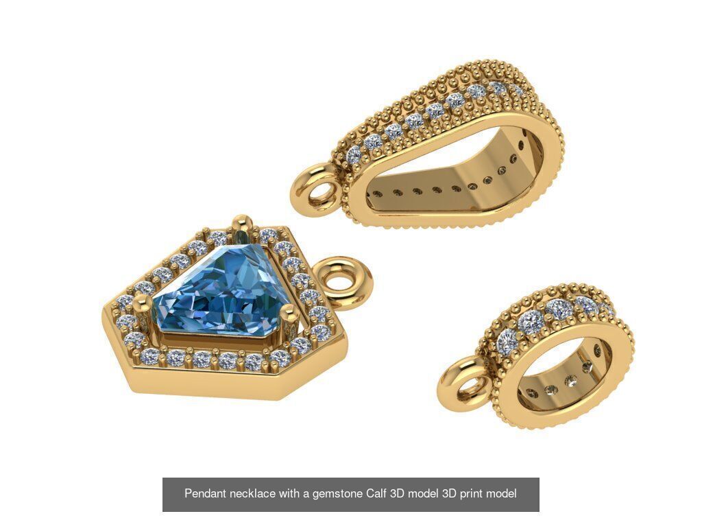 set of 8 pendants with different gemstones 3d models Model 3D Model Collection_1