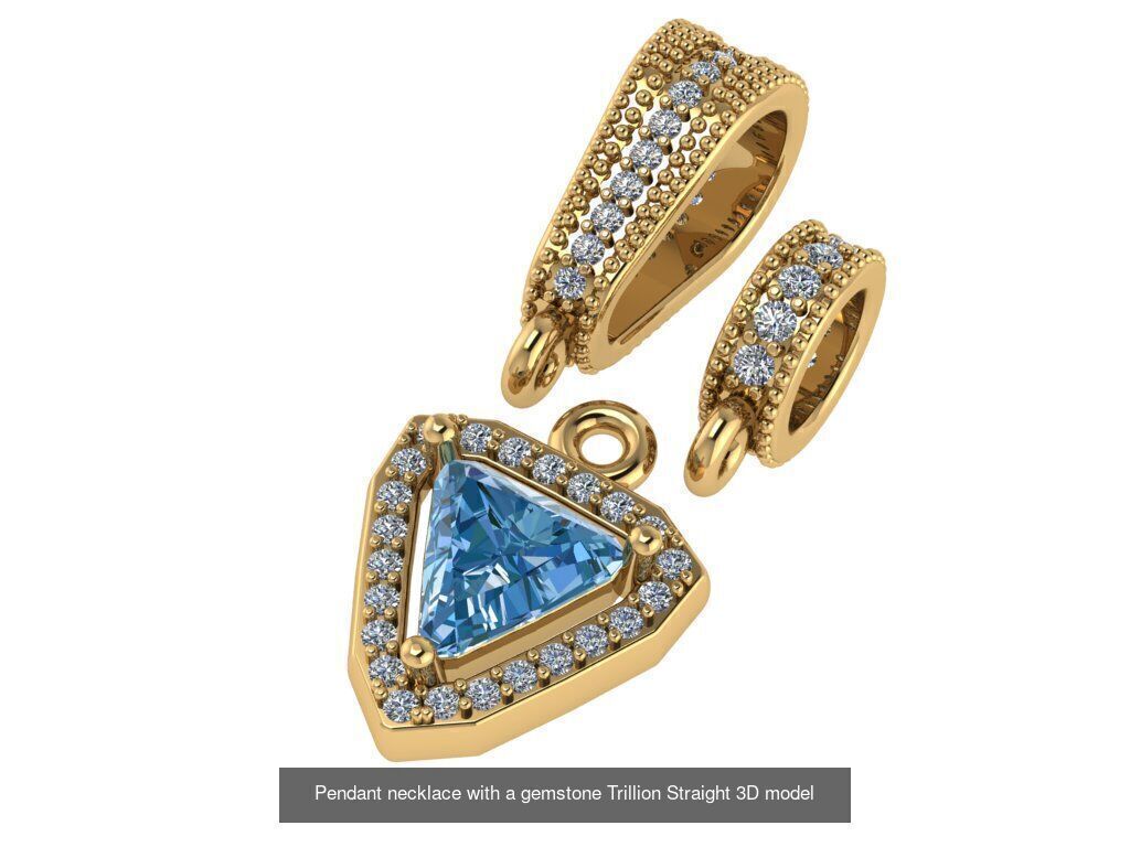 set of 8 pendants with different gemstones 3d models Model 3D Model Collection_7