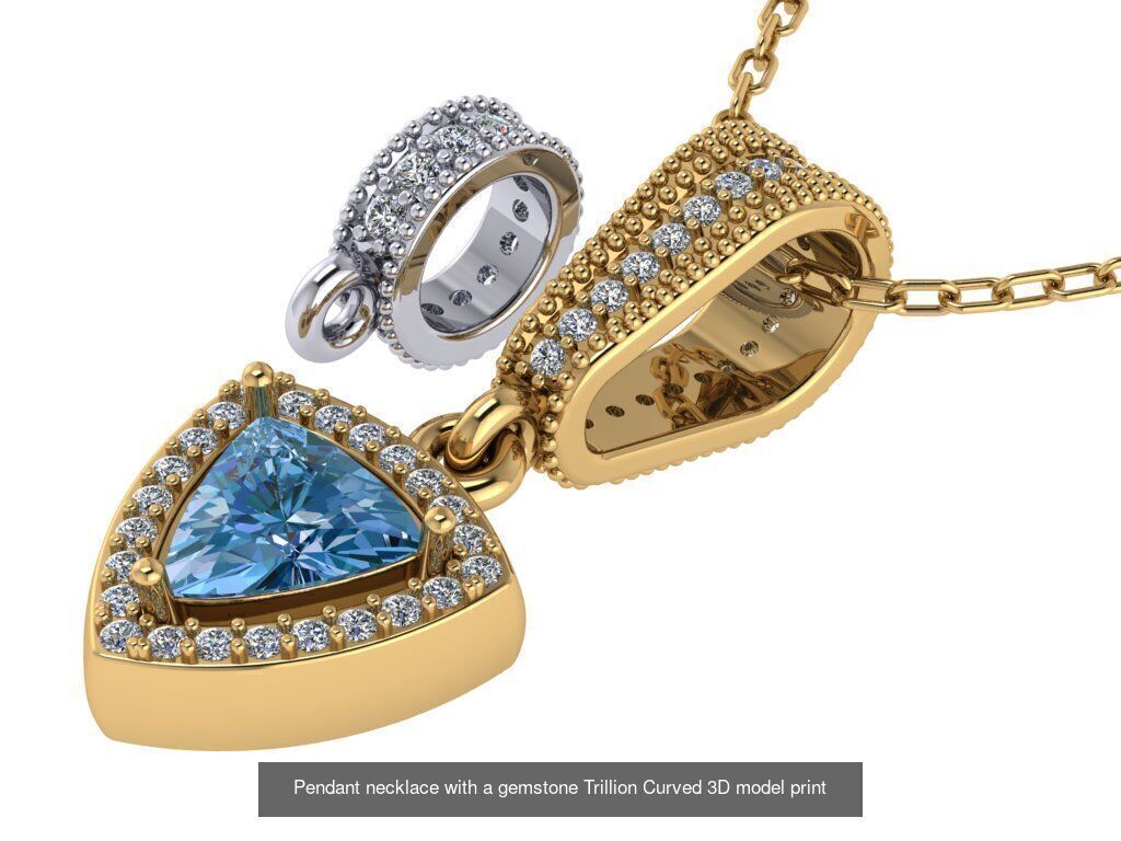 set of 8 pendants with different gemstones 3d models Model 3D Model Collection_6