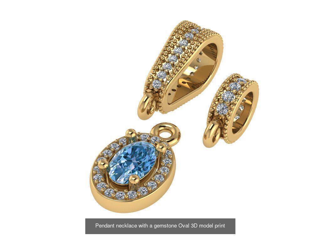 set of 8 pendants with different gemstones 3d models Model 3D Model Collection_4