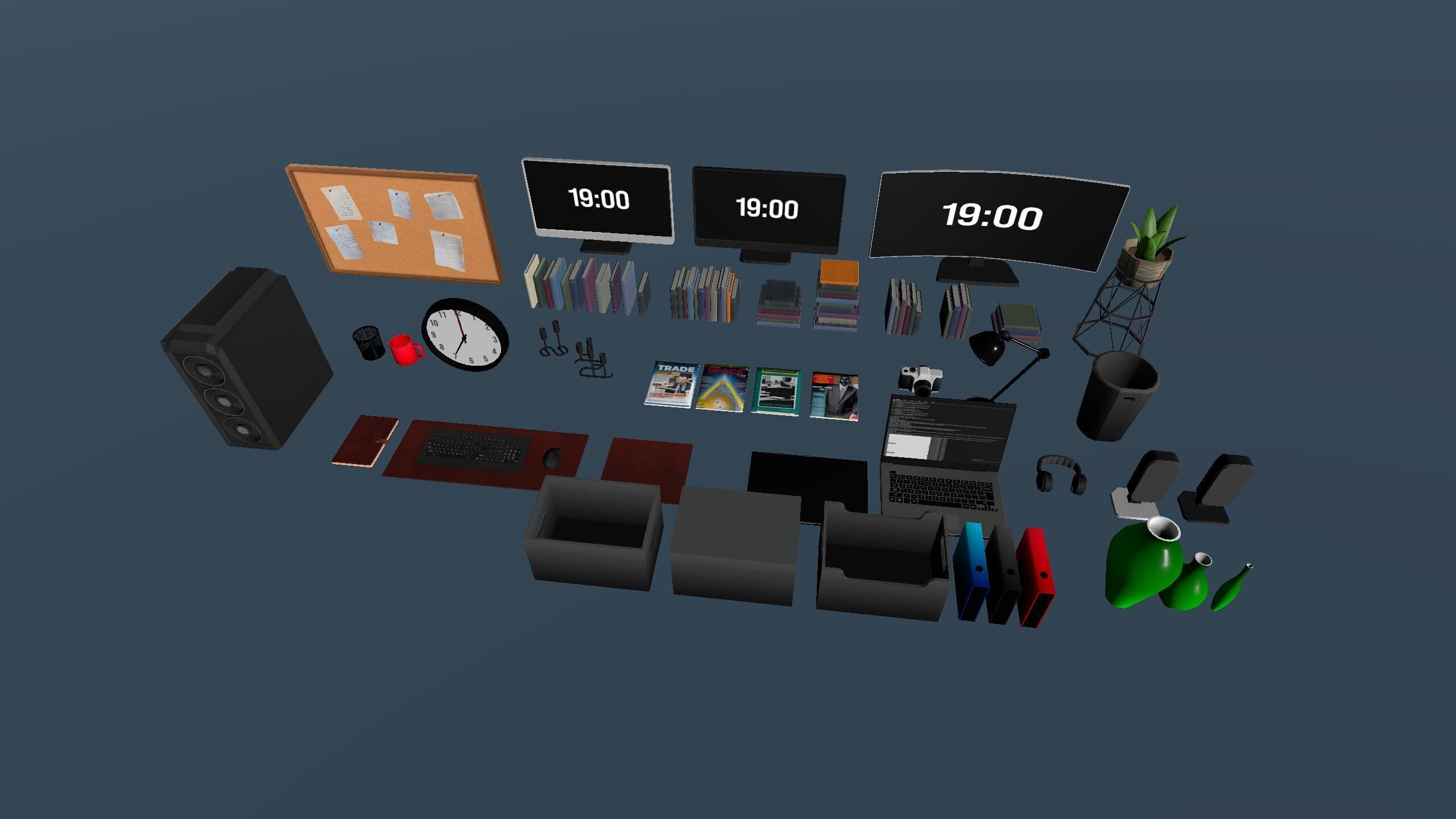 Freelancer Working Room Unity Assets Pack 2  Low-poly 3D model_9