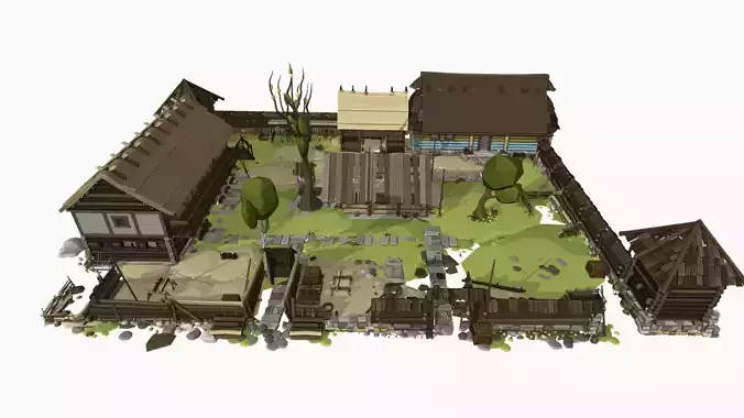 Medieval Construction Site  Low Poly 3D Assets  Low-poly 3D model