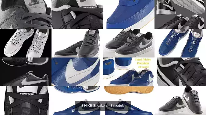 3 NIKE Sneakers 3D Model Collection