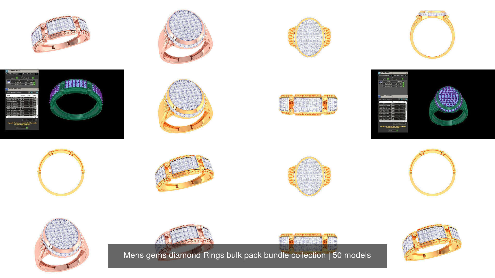 Mens gems diamond Rings bulk pack bundle collection _12