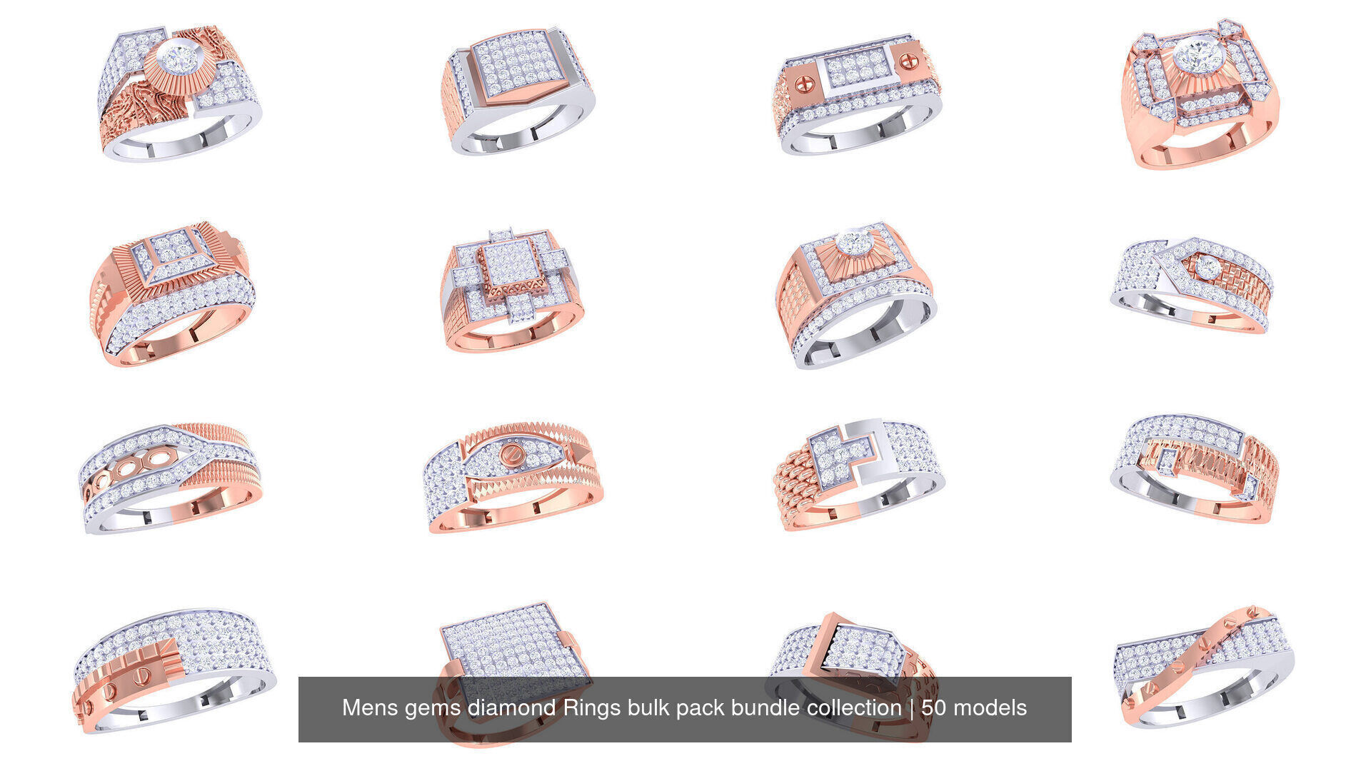 Mens gems diamond Rings bulk pack bundle collection _6
