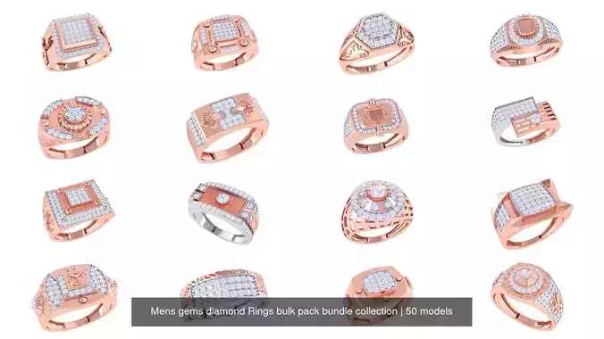 Mens gems diamond Rings bulk pack bundle collection 