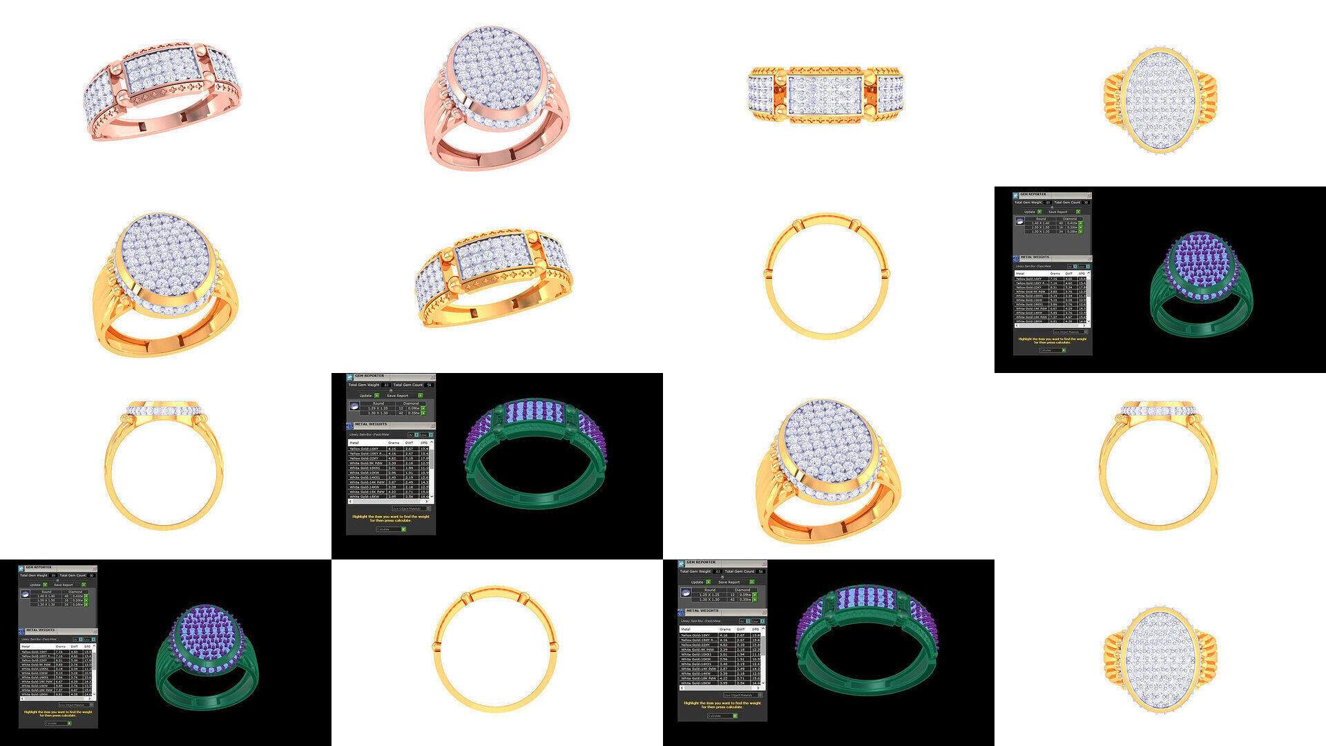 Mens gems diamond Rings bulk pack bundle collection _11