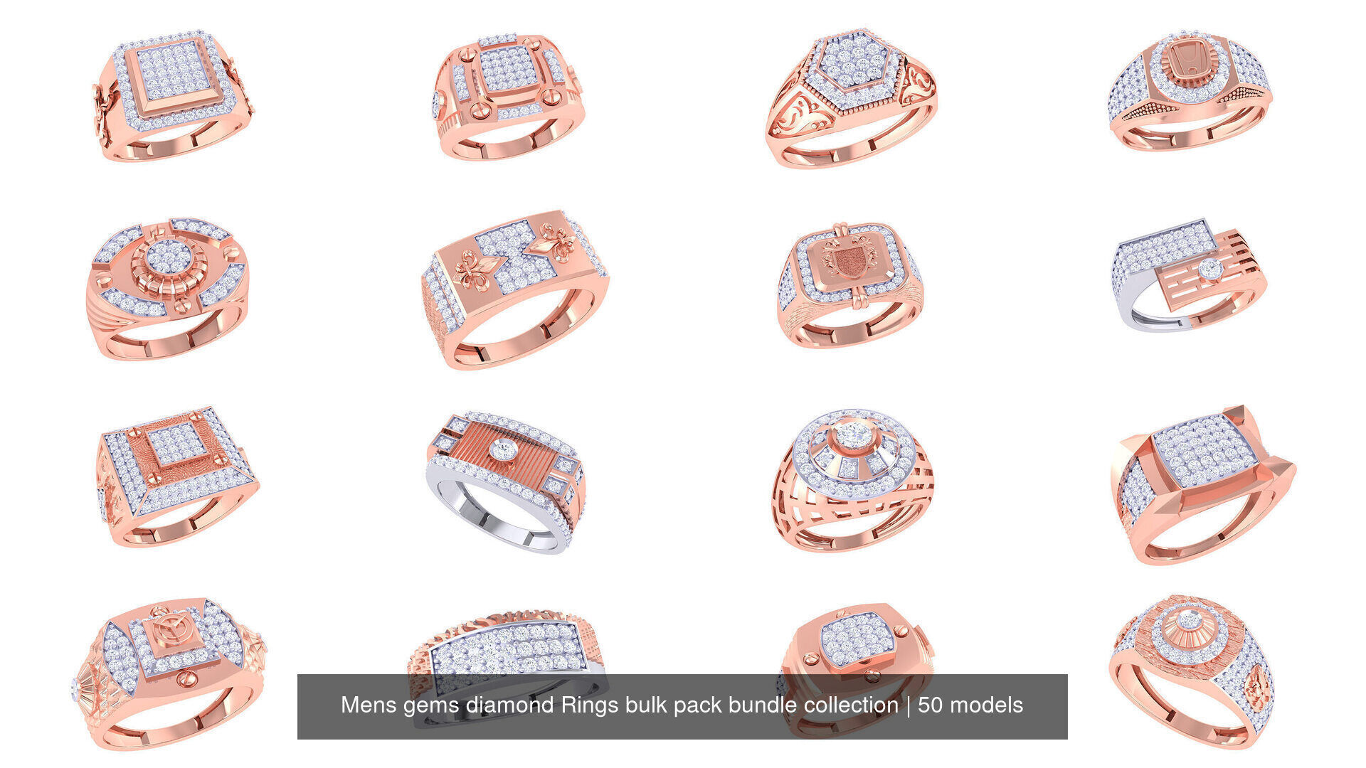 Mens gems diamond Rings bulk pack bundle collection _2