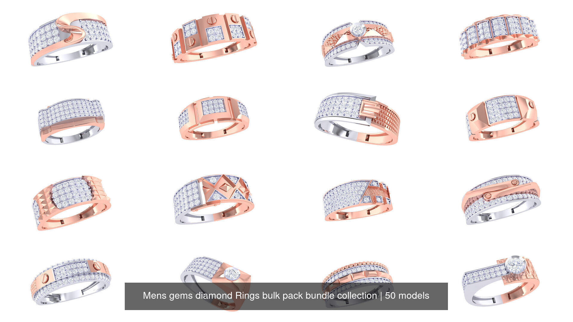 Mens gems diamond Rings bulk pack bundle collection _8