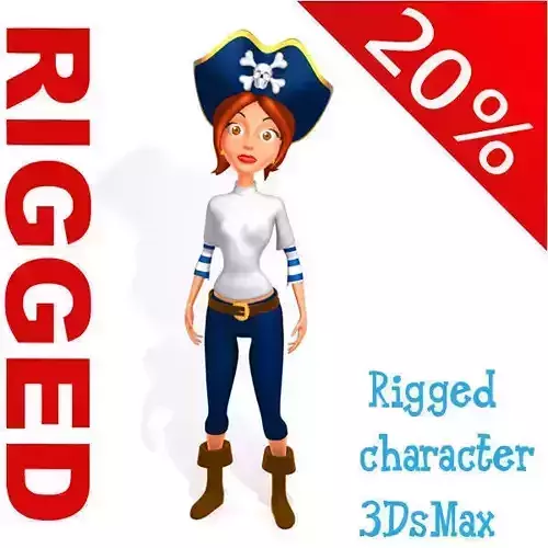 Pirate woman Cartoon Rigged  3D model
