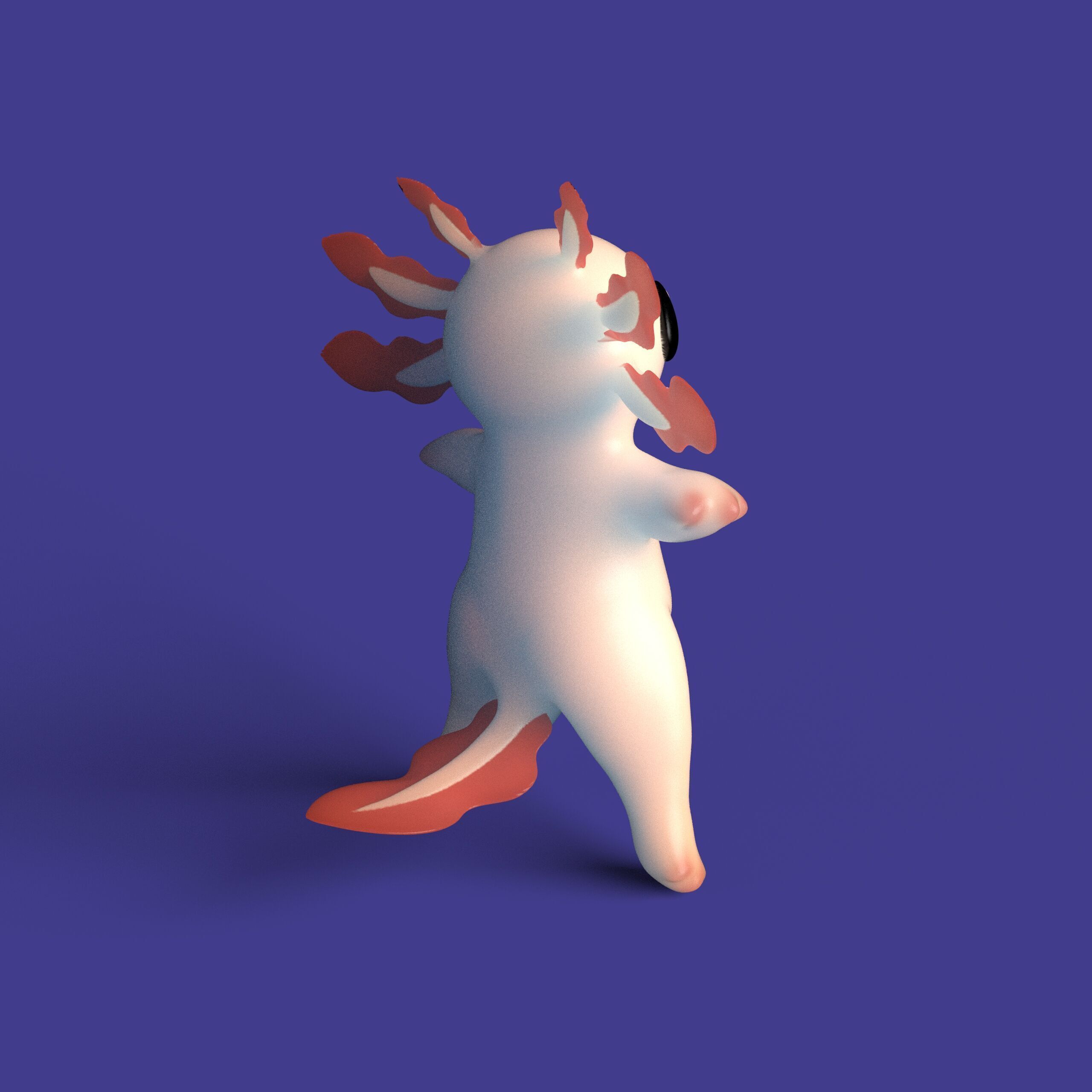 Chubby Cute Axolotl Stylized Game Ready Low-poly 3D model_3