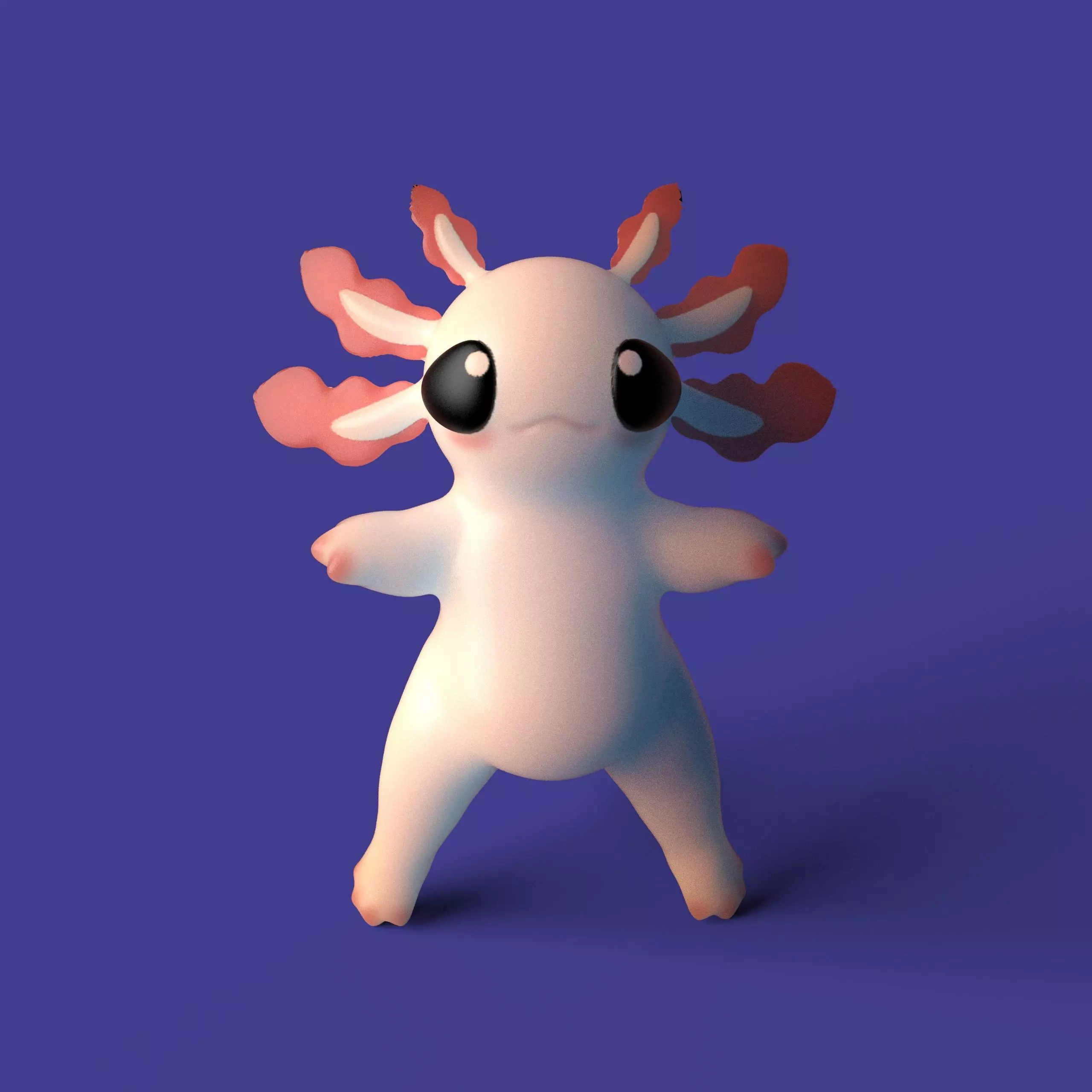 Chubby Cute Axolotl Stylized Game Ready Low-poly 3D model_0