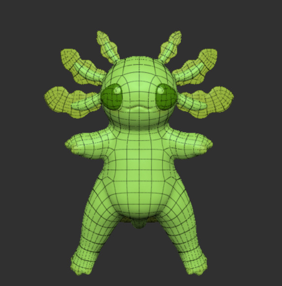 Chubby Cute Axolotl Stylized Game Ready Low-poly 3D model_6