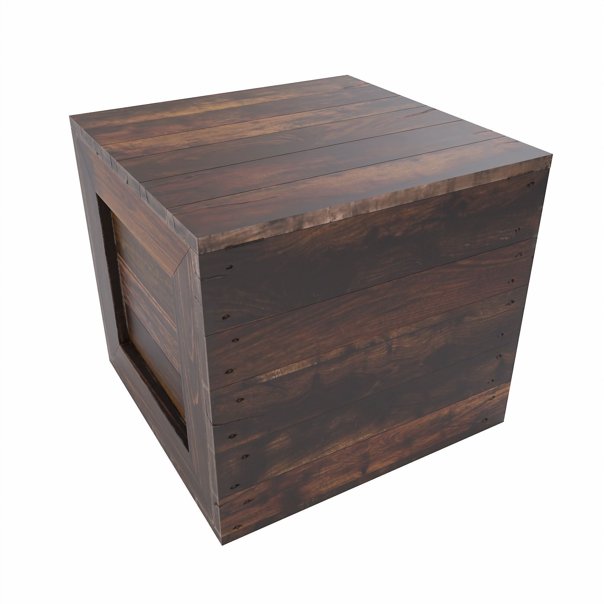 Wooden Crate box PBR 3d model Low-poly 3D model_2