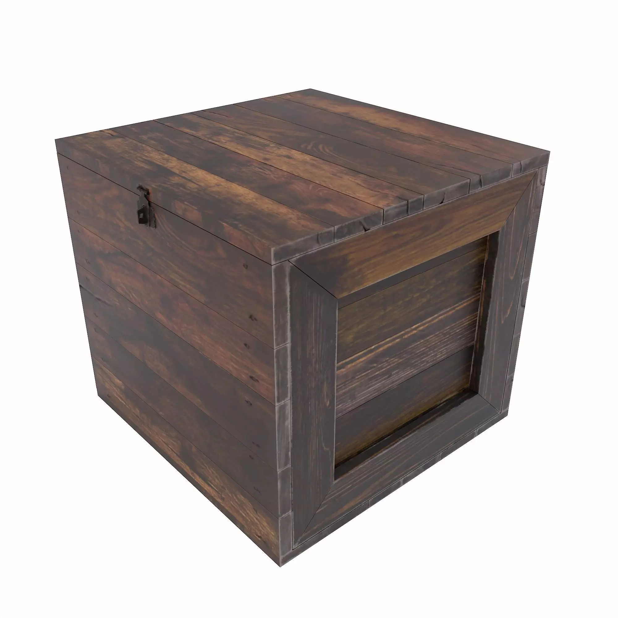 Wooden Crate box PBR 3d model Low-poly 3D model_0