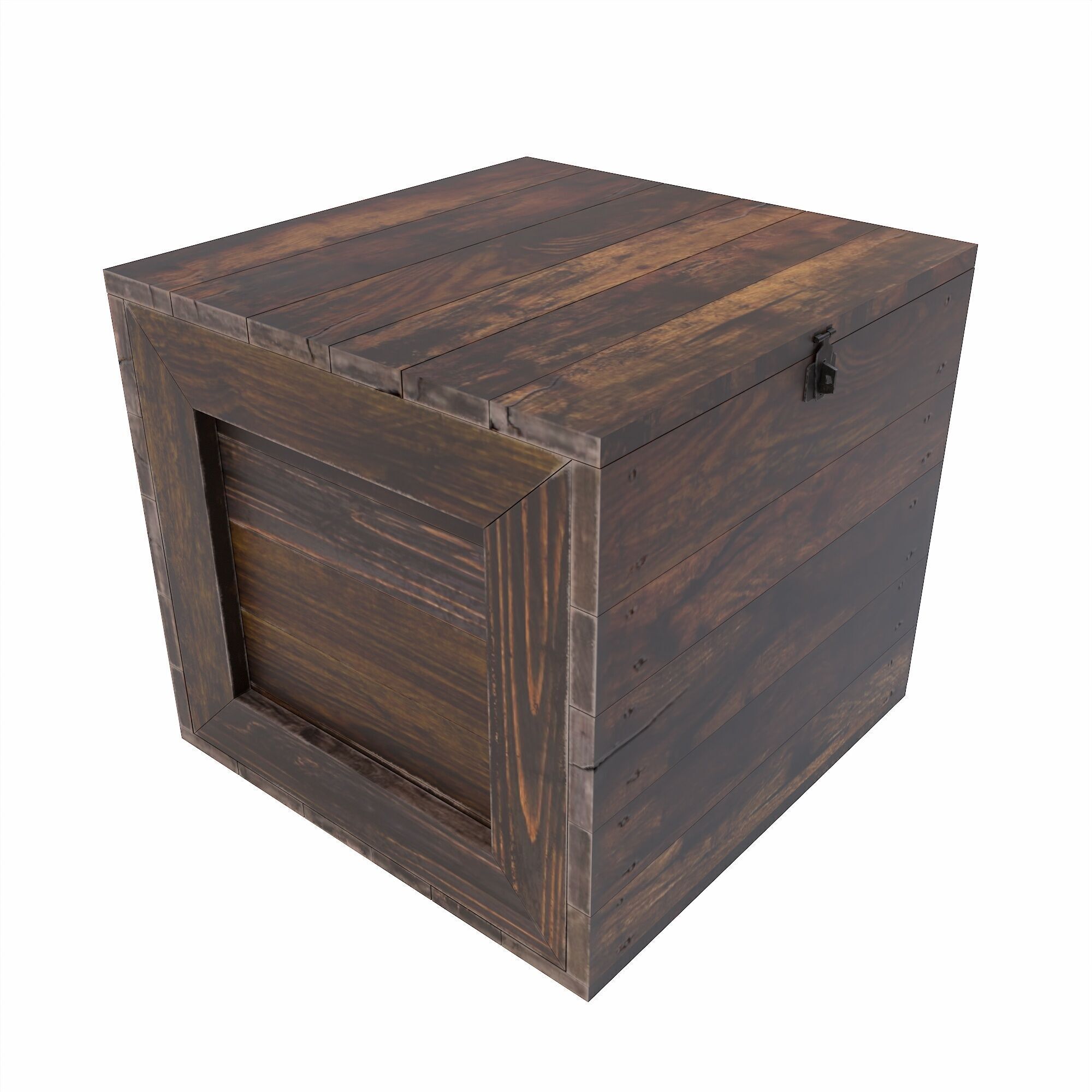 Wooden Crate box PBR 3d model Low-poly 3D model_1