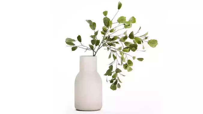 Green Floral Bouquet Of Branches With Leaves Vase 545