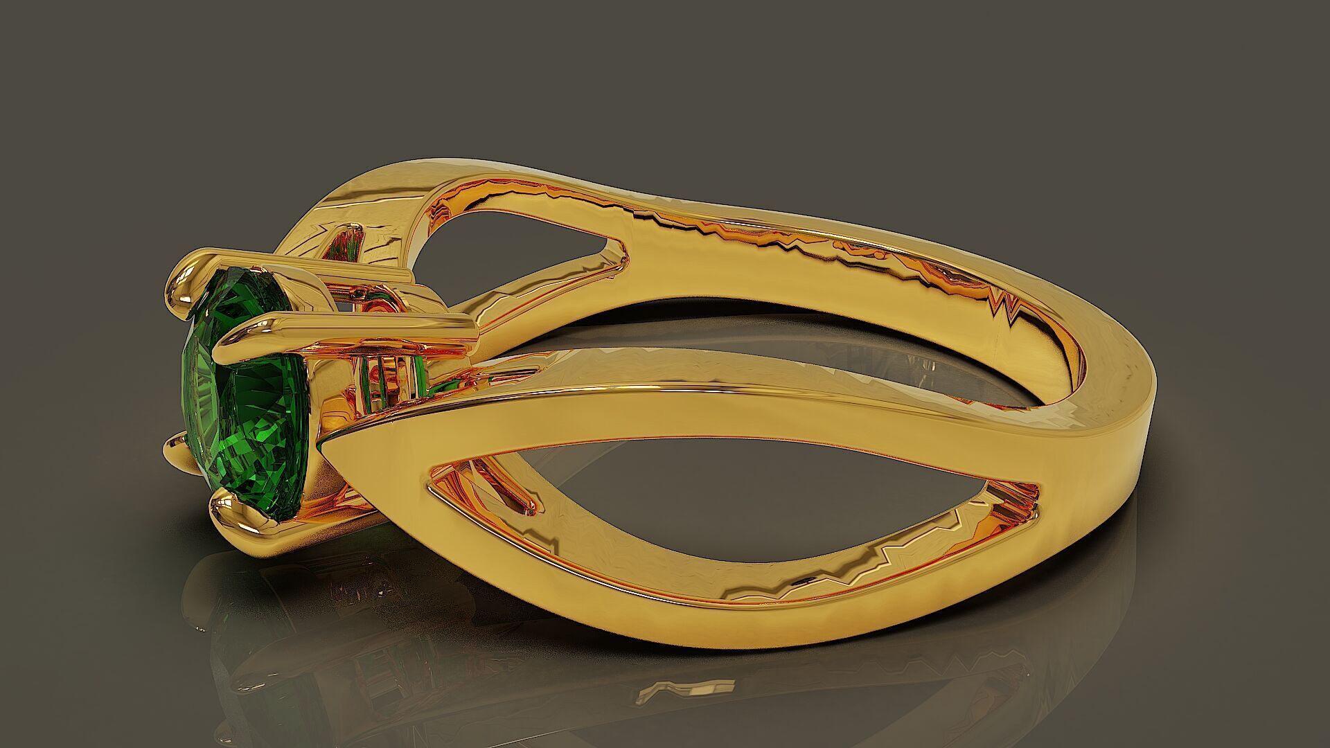 prong set round shape diamond solitaire ring  3D print model_4