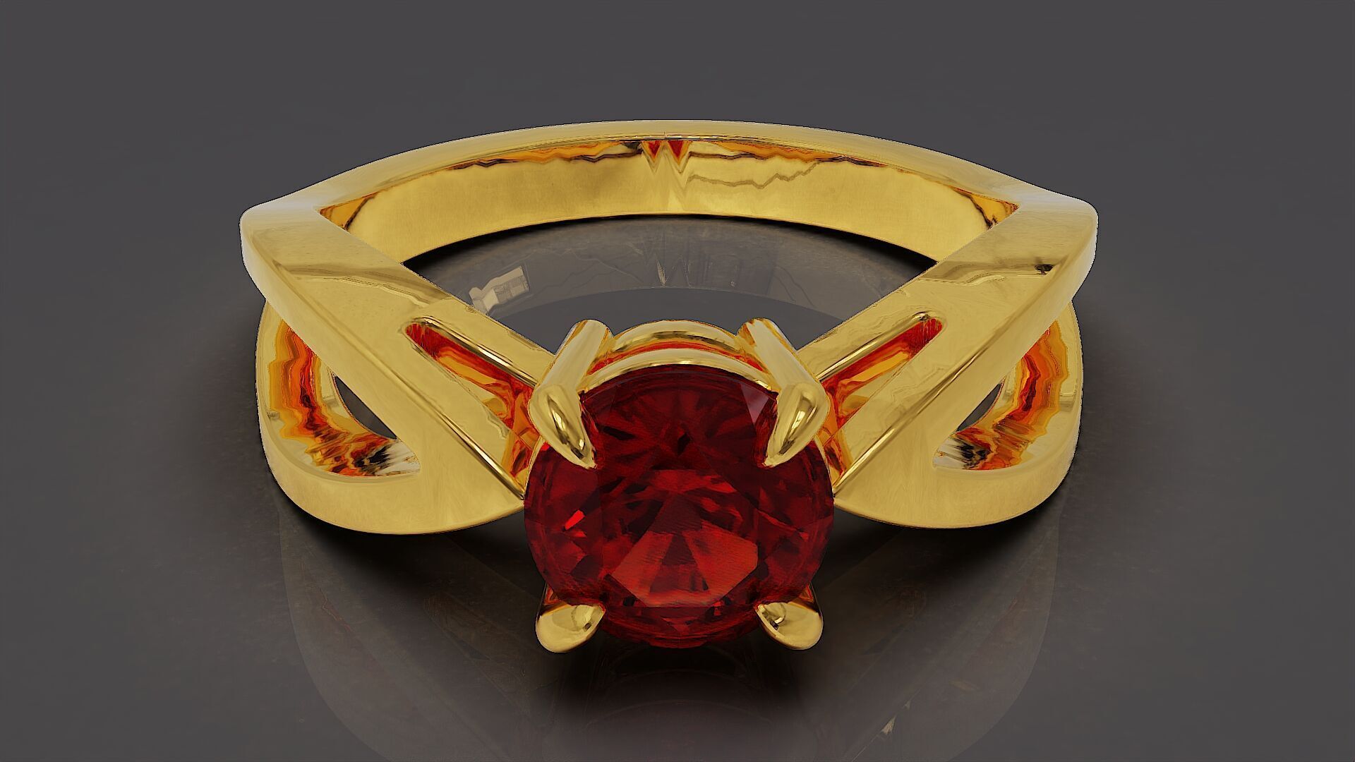 prong set round shape diamond solitaire ring  3D print model_1