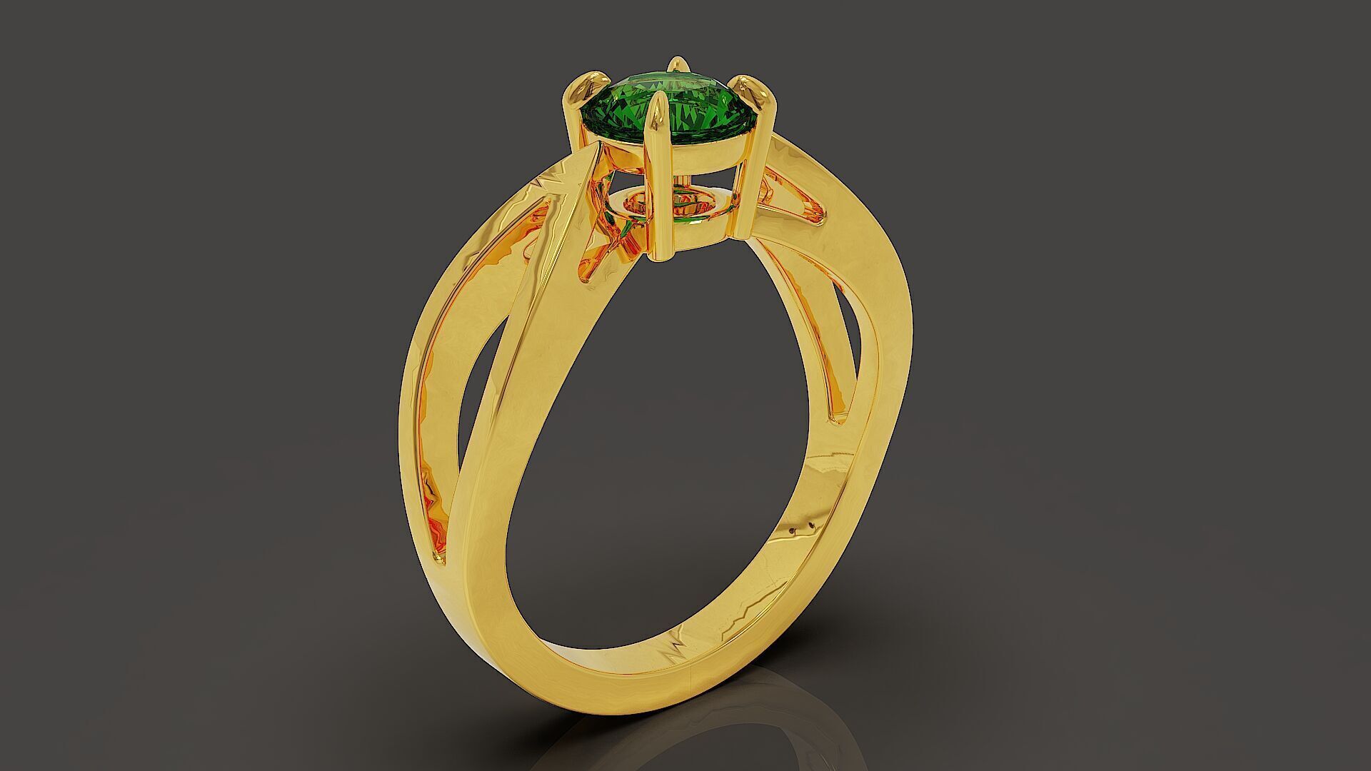 prong set round shape diamond solitaire ring  3D print model_3