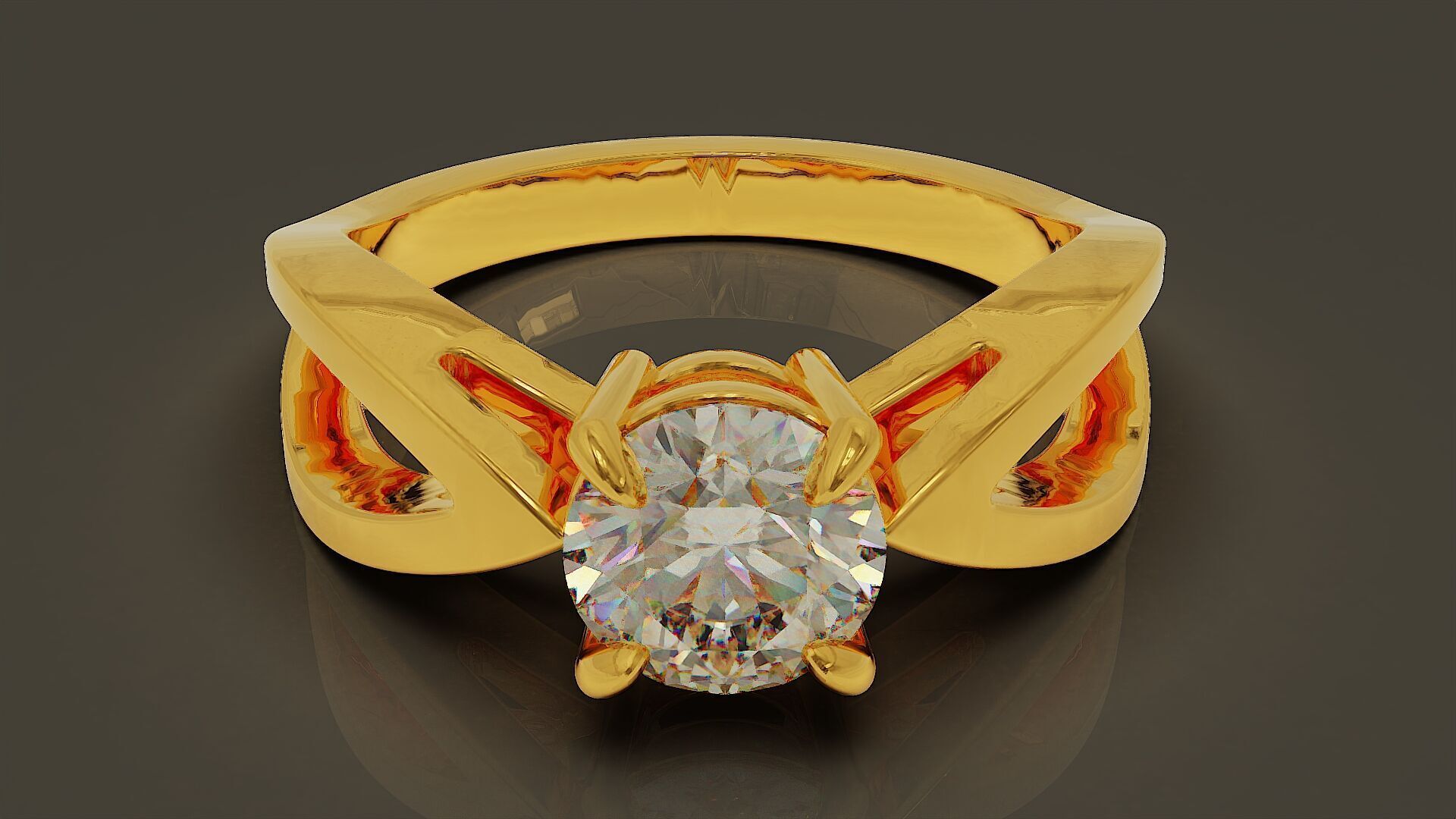 prong set round shape diamond solitaire ring  3D print model_5