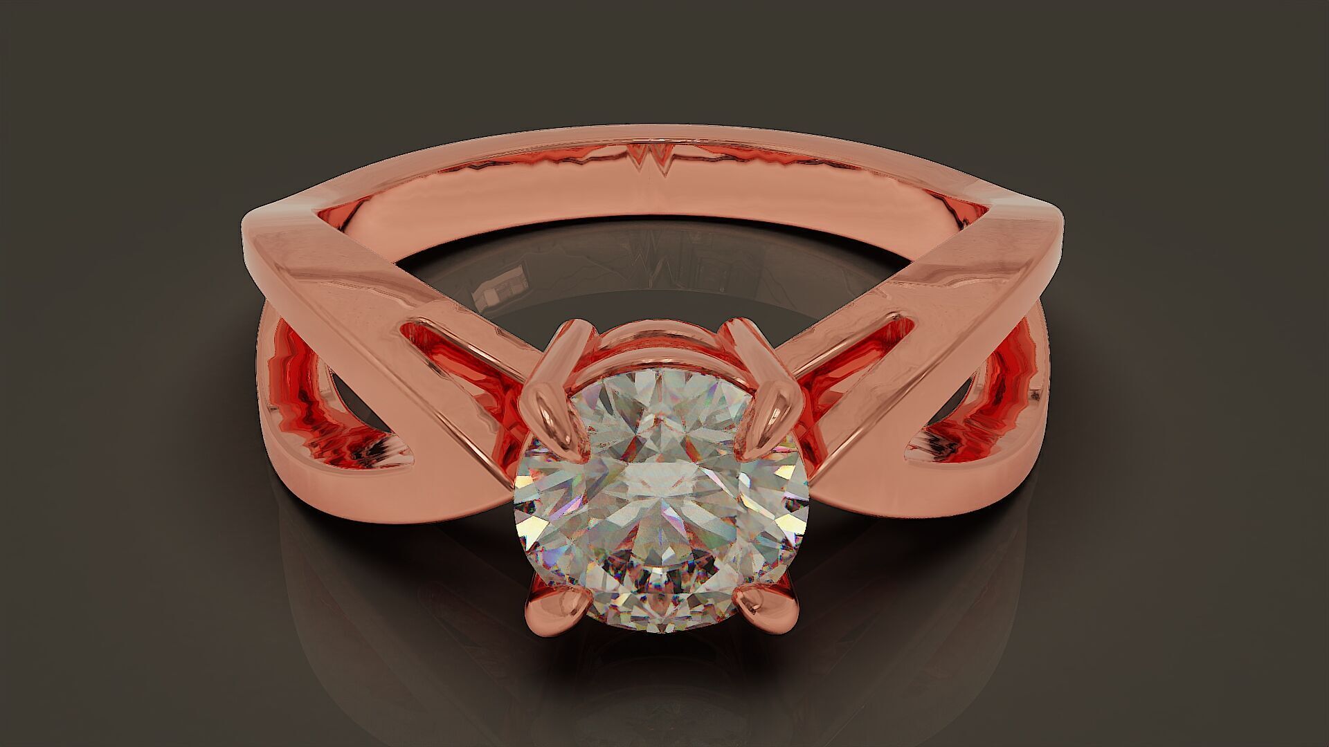 prong set round shape diamond solitaire ring  3D print model_9