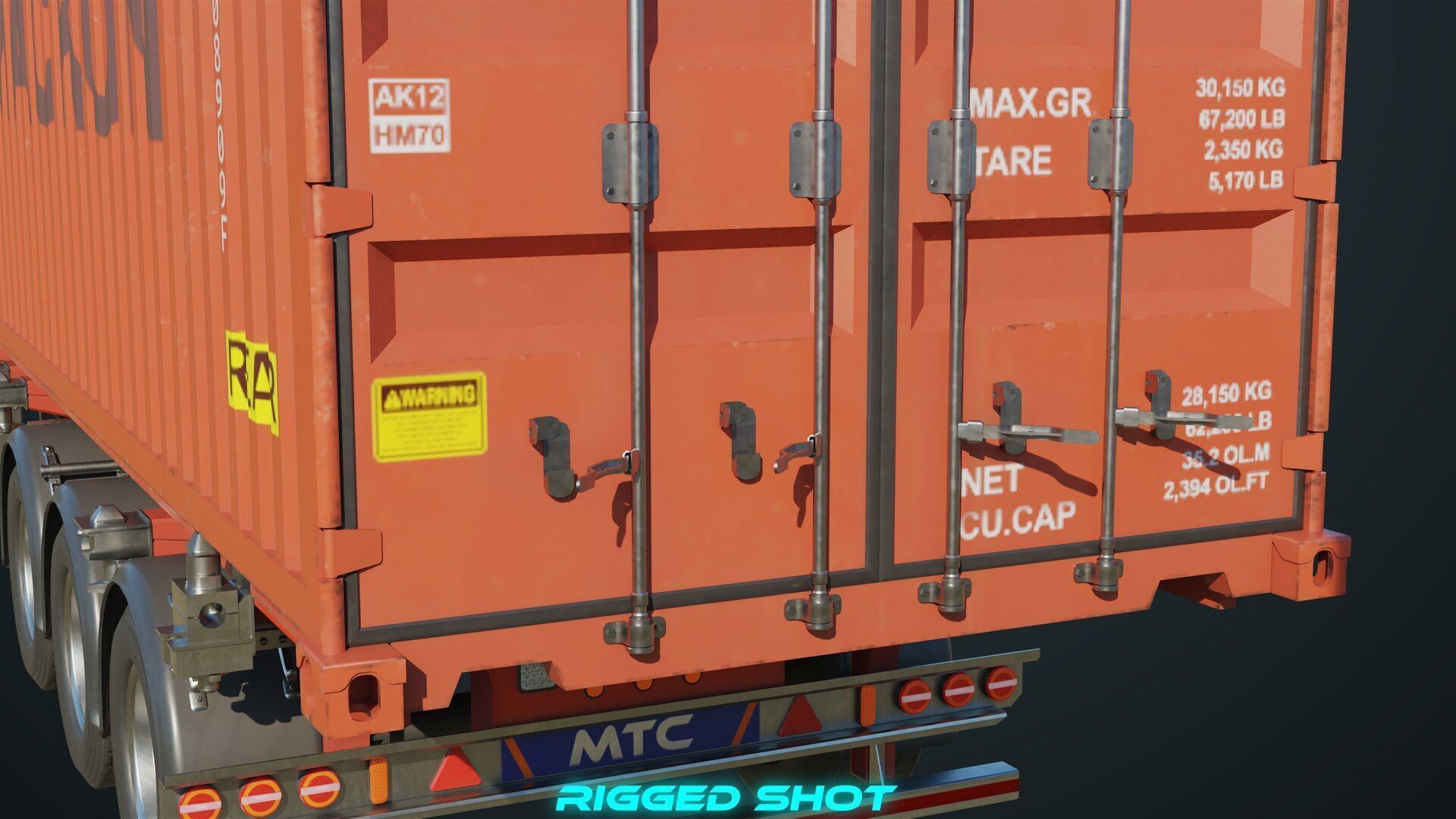 3D model Container Carrier Trailer 02 All PBR Unity UE Textures VR / AR ...