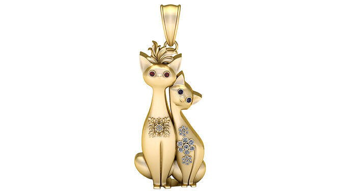 CAT ANIMAL COUPLE PENDANT 3D PRINTABLE MODEL 3D print model