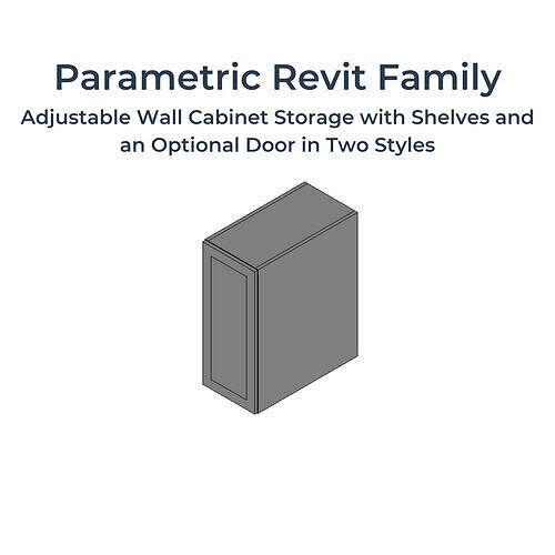 PARAMETRIC REVIT FAMILY Wall Cabinet With Shelves 2 Door Style 3D model