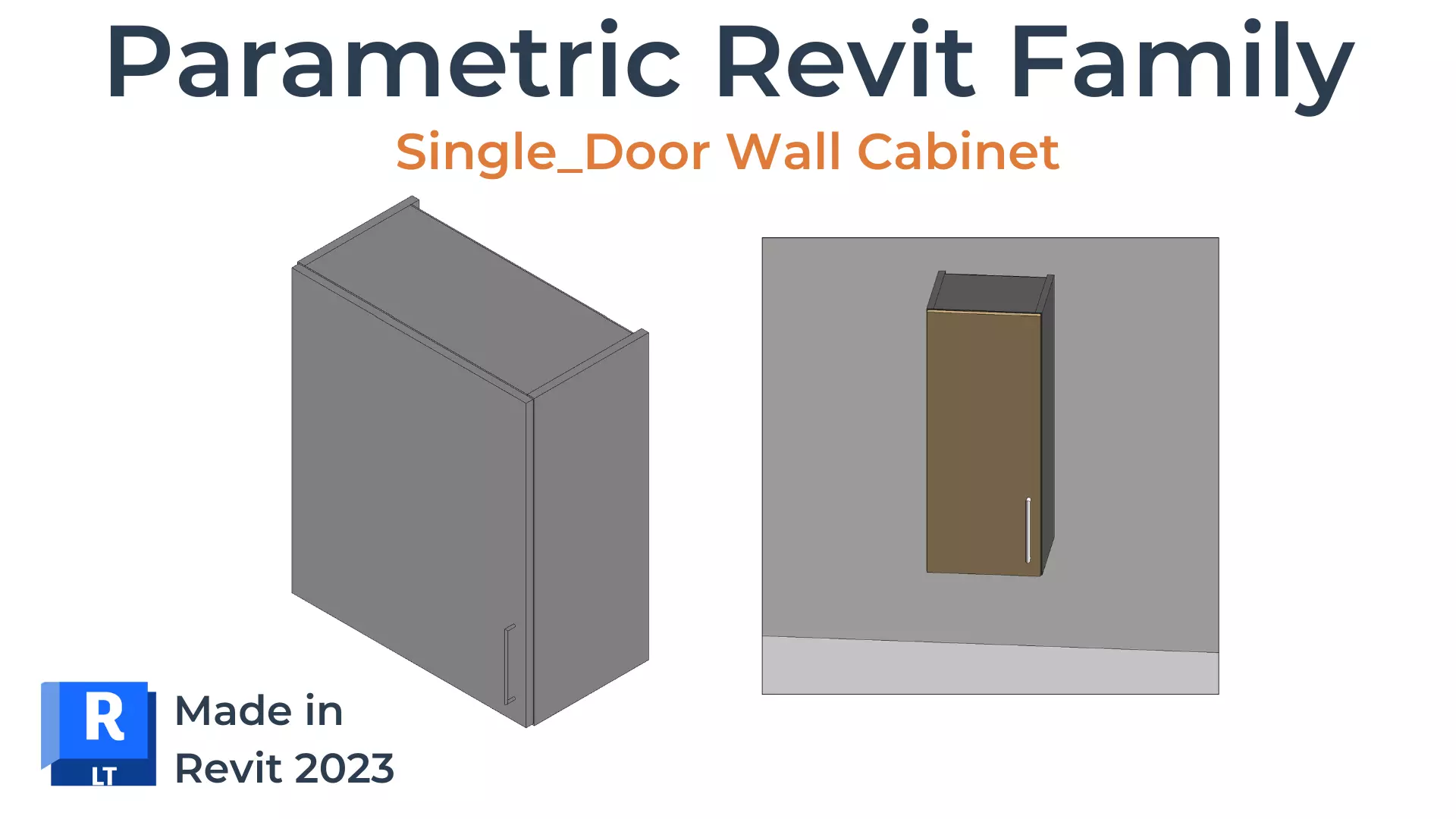 SINGLE DOOR WALL Cabinet Revit Family UK Parametric 3D model_0