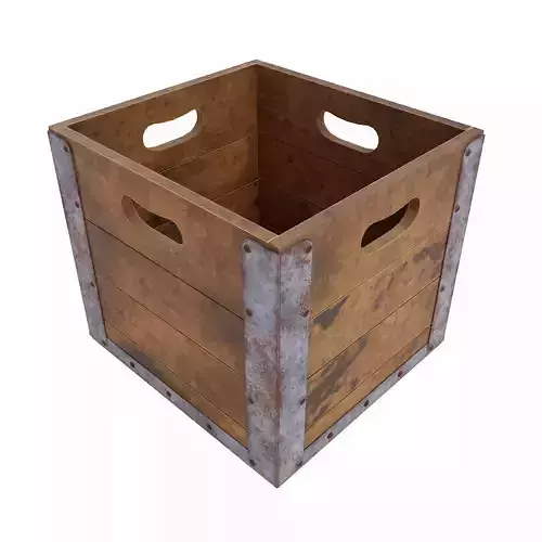 Wooden crate box  Low-poly 3D model