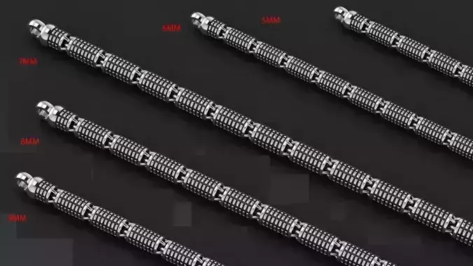 5 Size Stylish antique chain with patterns 3D Model Collection