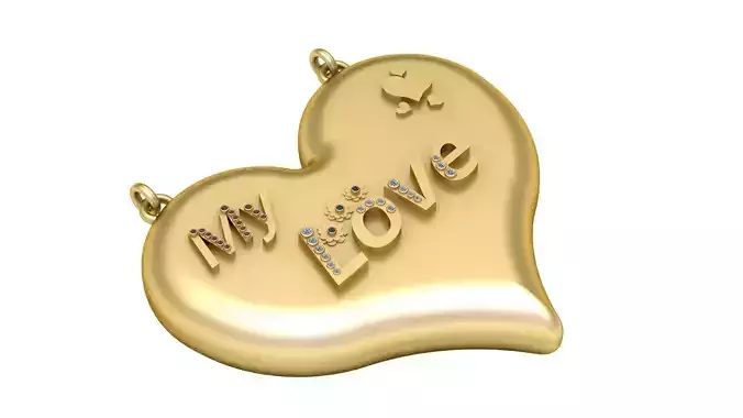 MY LOVE WORD HEART SHAPE PENDANT 3D PRINTABLE MODEL