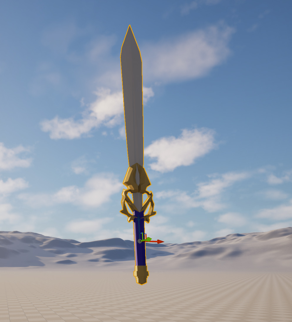 Ultra low poly metallic hero fantasy sword game-ready asset Low-poly 3D model_2