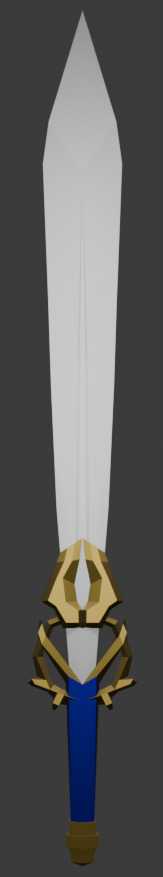 Ultra low poly metallic hero fantasy sword game-ready asset Low-poly 3D model_3