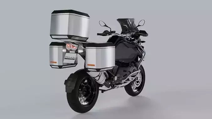 Enduro Motorcycle and aluminium sandle bag 3d model