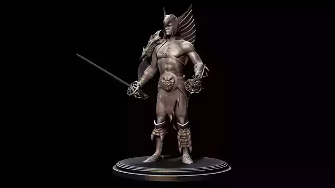 Warlord bronze statue of man holding sword