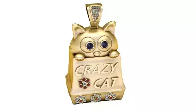 CRAZY CAT ANIMAL PENDANT 3D PRINTABLE MODEL