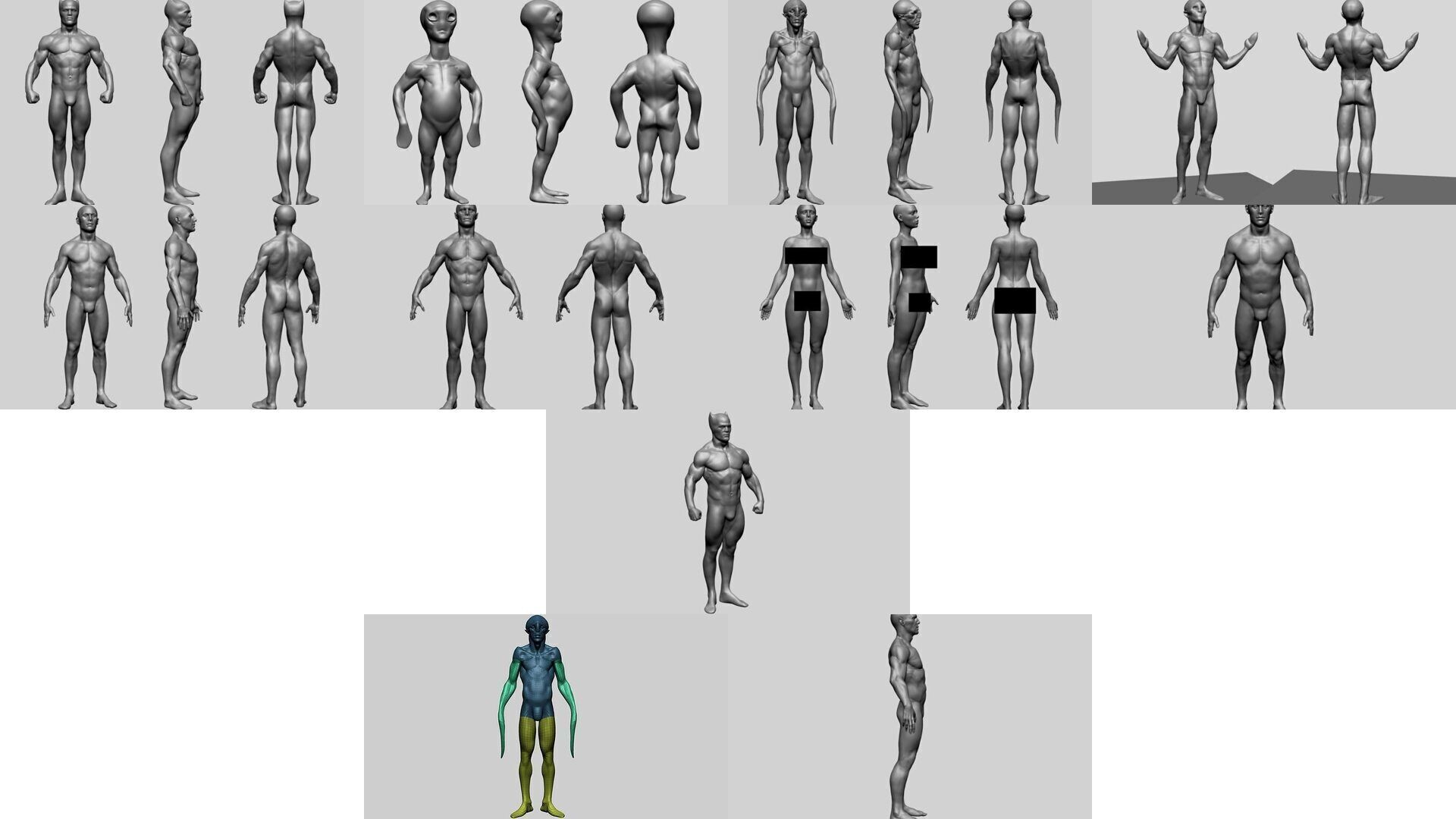 Various anatomy models - Male Female and Creature 3D Model Collection_1
