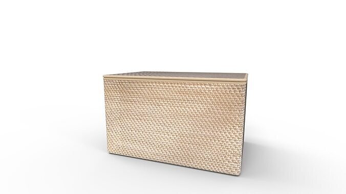 Modern Weave Lidded Storage Basket 3D model 4