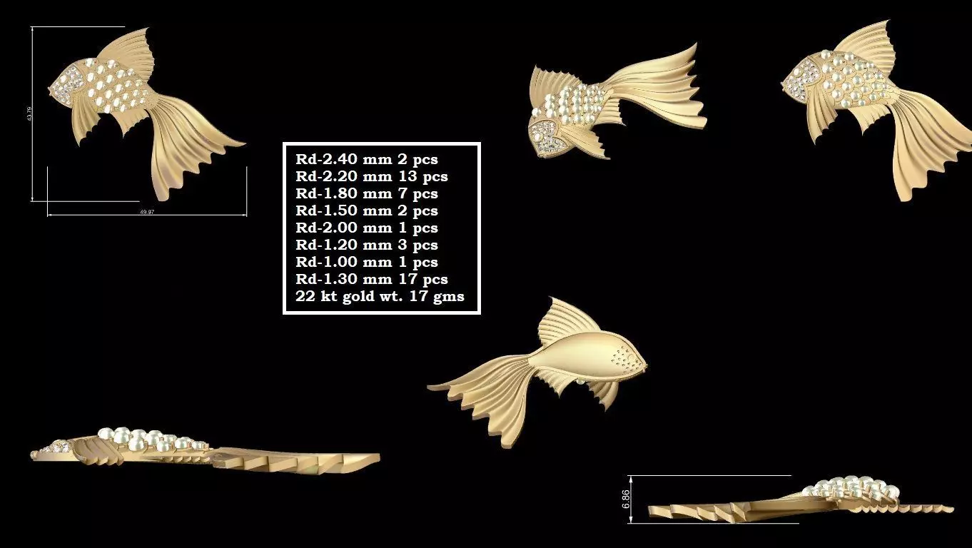 Fish pendant gold printable jewelry 3D print model Free 3D print model