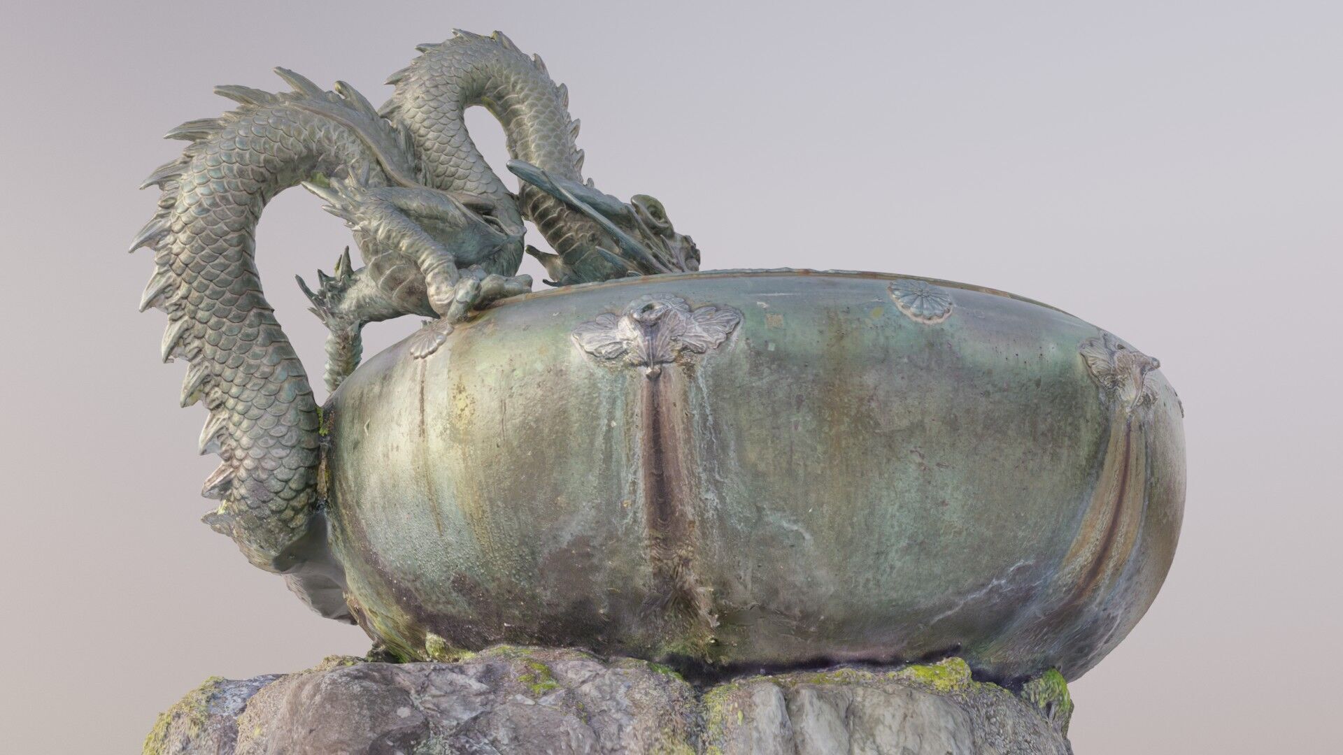 Japanese Dragon Fountain Low-poly 3D model_9