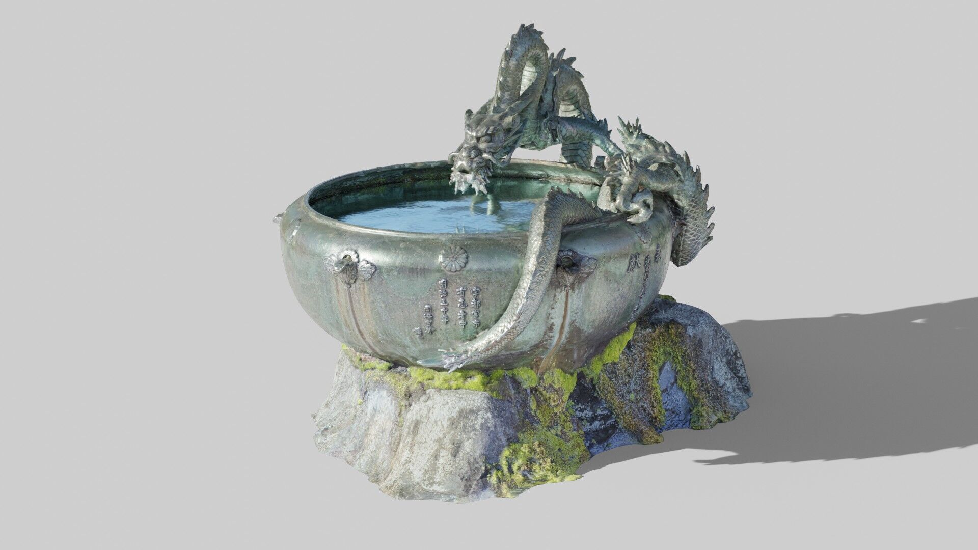 Japanese Dragon Fountain Low-poly 3D model_11